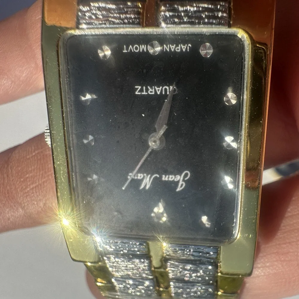 Jean Marc Japan Movt Wrist‎ Watch Black Face Quartz Numbers Shiny Needs Battery